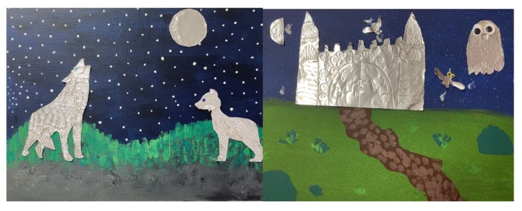 Fledermäuse, Monster und Aliens - Wir arbeiten mit Acryl und Prägefolie