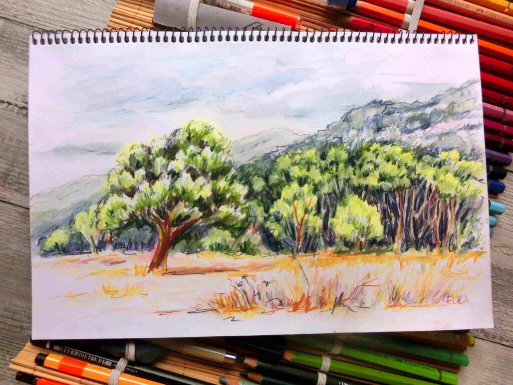 Aquarellstifte & Reisemotive - Skizzenbuch Vorbereitung