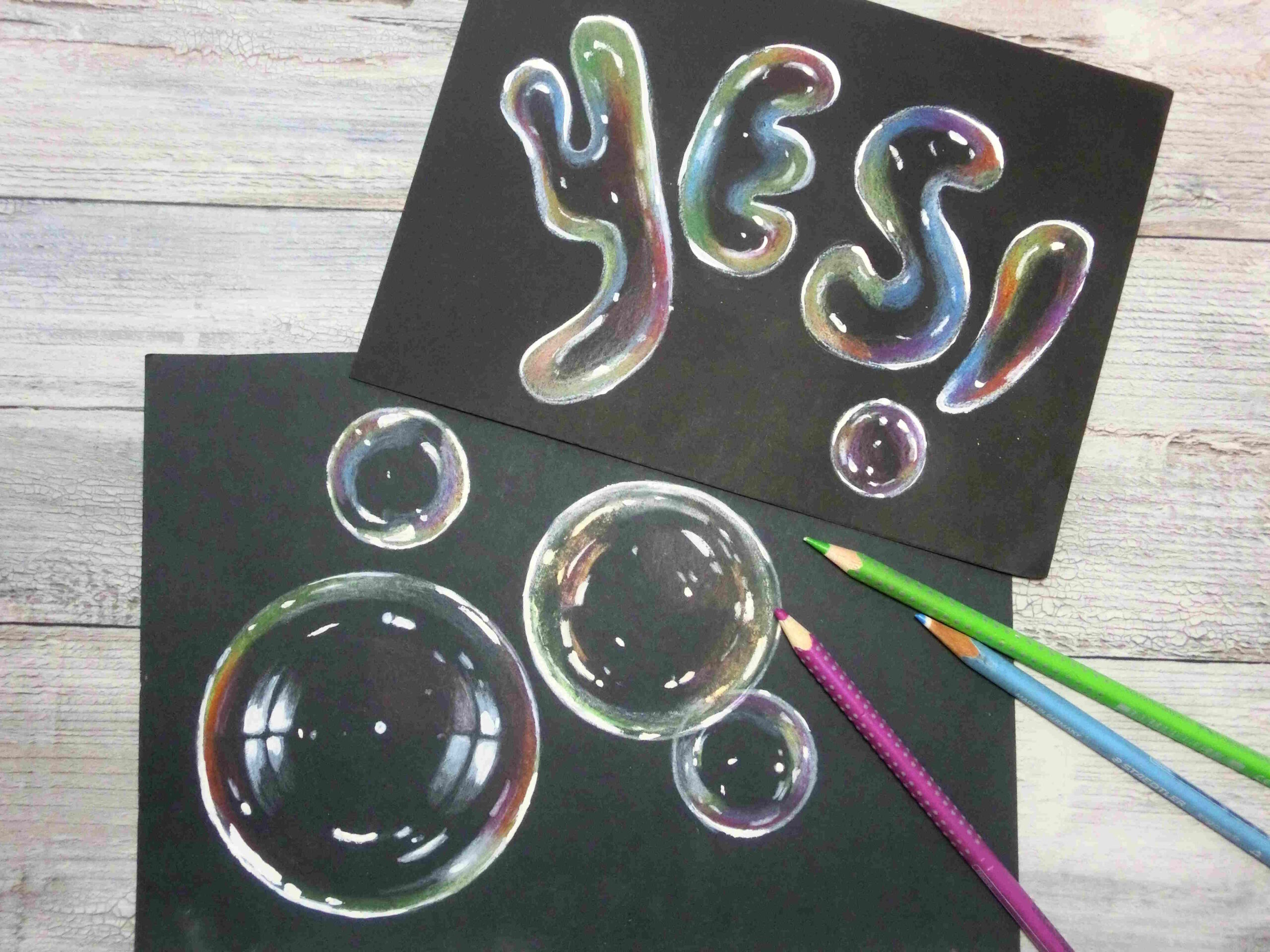 Seifenblasen: Spiel mit Farbe und Licht, Ferienkurs, Zeichnung